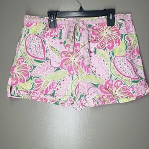 Vera Bradley Womens Pinwheel Pink Sleep Shorts Size Large 100% Cotton Pull On